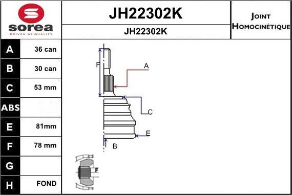 SNRA JH22302K - Шарнирный комплект, ШРУС, приводной вал autosila-amz.com