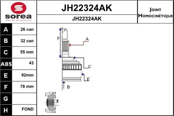 SNRA JH22324AK - Шарнирный комплект, ШРУС, приводной вал autosila-amz.com