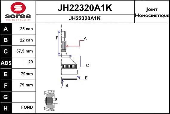 SNRA JH22320A1K - Шарнирный комплект, ШРУС, приводной вал autosila-amz.com