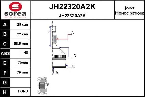 SNRA JH22320A2K - Шарнирный комплект, ШРУС, приводной вал autosila-amz.com