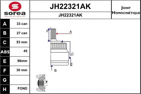 SNRA JH22321AK - Шарнирный комплект, ШРУС, приводной вал autosila-amz.com