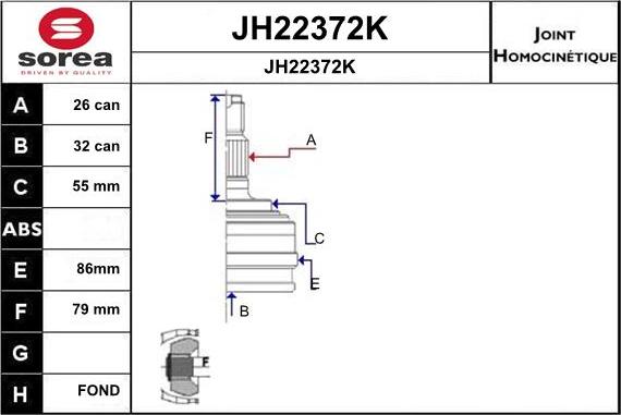 SNRA JH22372K - Шарнирный комплект, ШРУС, приводной вал autosila-amz.com