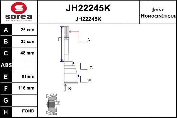 SNRA JH22245K - Шарнирный комплект, ШРУС, приводной вал autosila-amz.com
