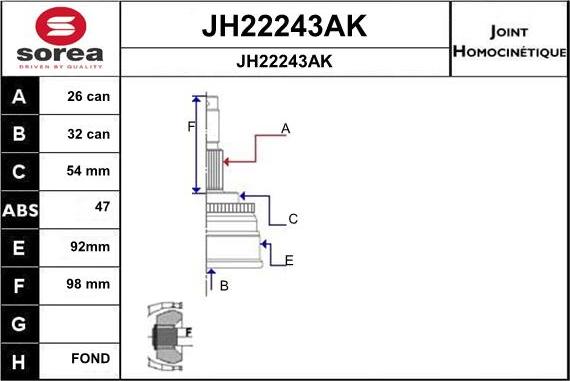 SNRA JH22243AK - Шарнирный комплект, ШРУС, приводной вал autosila-amz.com