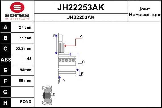 SNRA JH22253AK - Шарнирный комплект, ШРУС, приводной вал autosila-amz.com