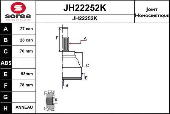 SNRA JH22252K - Шарнирный комплект, ШРУС, приводной вал autosila-amz.com