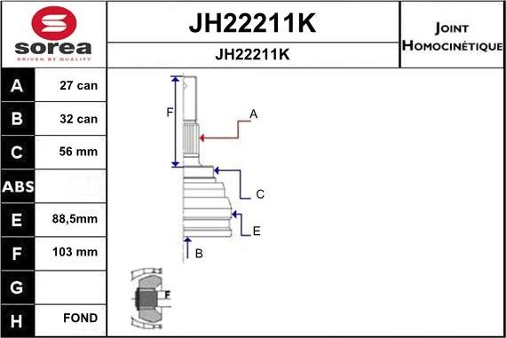 SNRA JH22211K - Шарнирный комплект, ШРУС, приводной вал autosila-amz.com