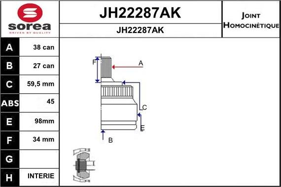 SNRA JH22287AK - Шарнирный комплект, ШРУС, приводной вал autosila-amz.com