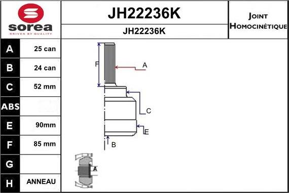 SNRA JH22236K - Шарнирный комплект, ШРУС, приводной вал autosila-amz.com