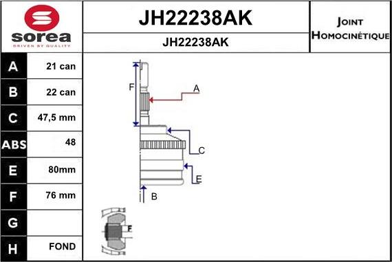 SNRA JH22238AK - Шарнирный комплект, ШРУС, приводной вал autosila-amz.com