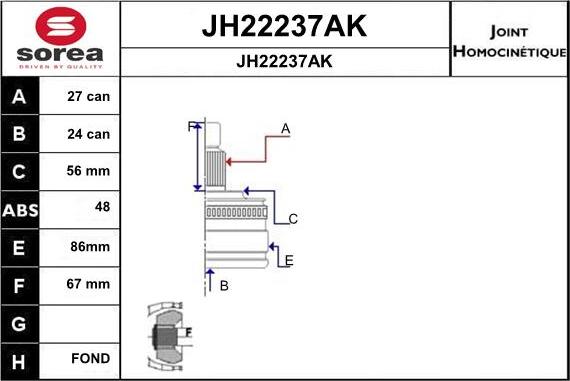 SNRA JH22237AK - Шарнирный комплект, ШРУС, приводной вал autosila-amz.com