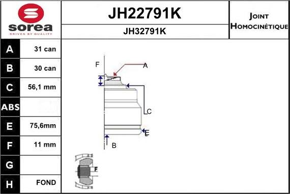 SNRA JH22791K - Шарнирный комплект, ШРУС, приводной вал autosila-amz.com