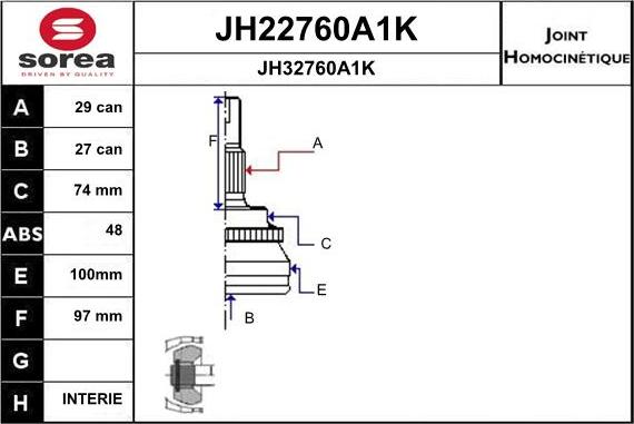 SNRA JH22760A1K - Шарнирный комплект, ШРУС, приводной вал autosila-amz.com