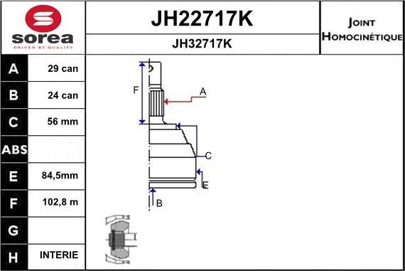 SNRA JH22717K - Шарнирный комплект, ШРУС, приводной вал autosila-amz.com