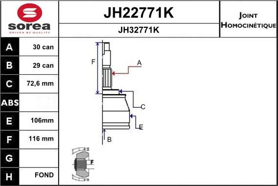 SNRA JH22771K - Шарнирный комплект, ШРУС, приводной вал autosila-amz.com