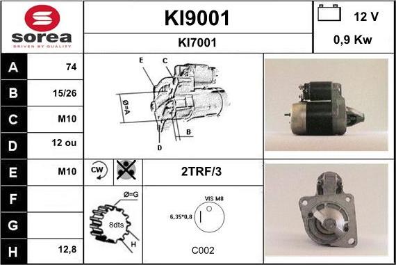 SNRA KI9001 - Стартер autosila-amz.com