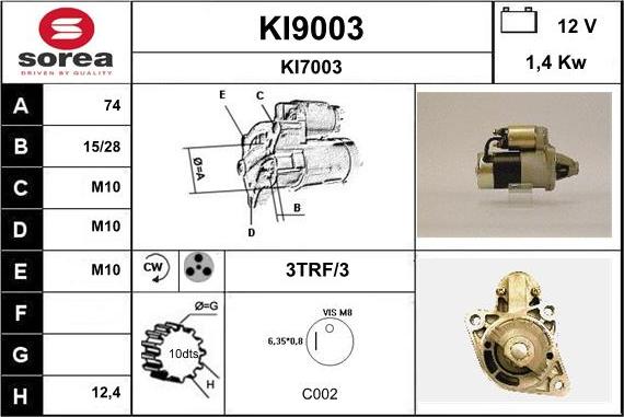 SNRA KI9003 - Стартер autosila-amz.com