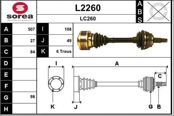 SNRA L2260 - Приводной вал autosila-amz.com