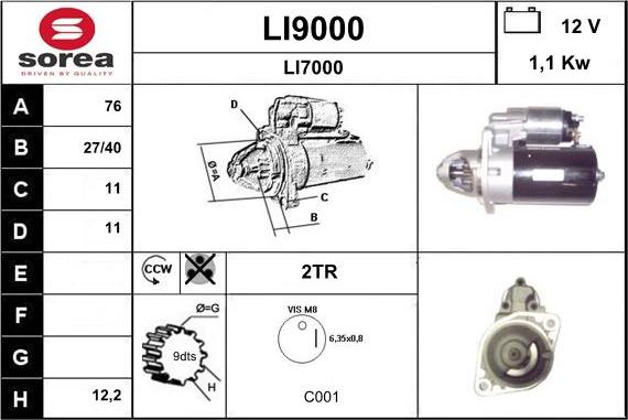 SNRA LI9000 - Стартер autosila-amz.com