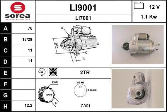 SNRA LI9001 - Стартер autosila-amz.com