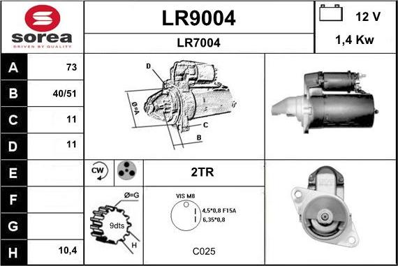 SNRA LR9004 - Стартер autosila-amz.com