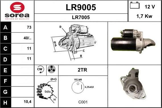 SNRA LR9005 - Стартер autosila-amz.com