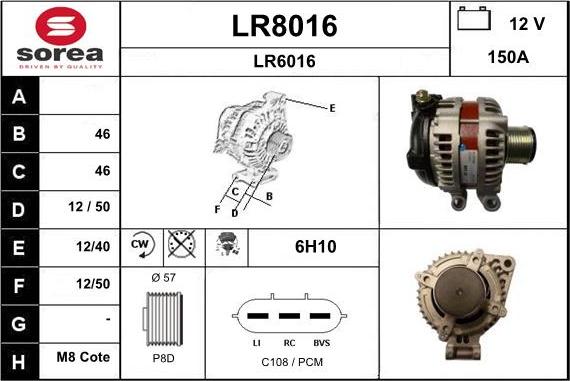 SNRA LR8016 - Генератор autosila-amz.com