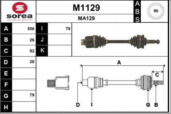 SNRA M1129 - Приводной вал autosila-amz.com