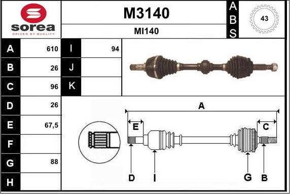 SNRA M3140 - Приводной вал autosila-amz.com