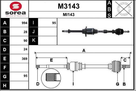 SNRA M3143 - Приводной вал autosila-amz.com