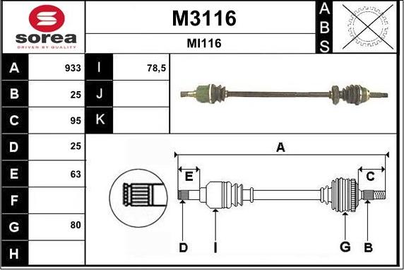 SNRA M3116 - Приводной вал autosila-amz.com