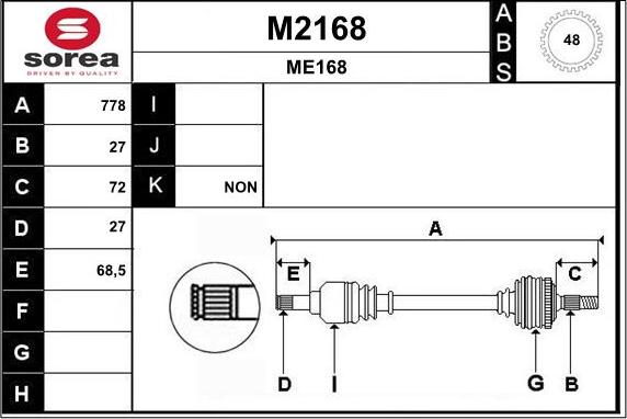 SNRA M2168 - Приводной вал autosila-amz.com