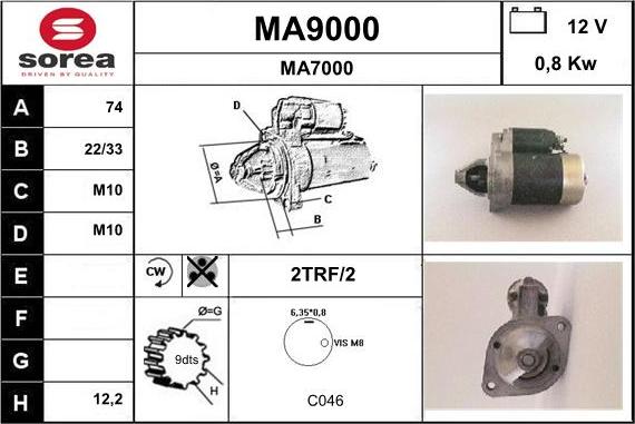 SNRA MA9000 - Стартер autosila-amz.com