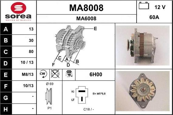 SNRA MA8008 - Генератор autosila-amz.com