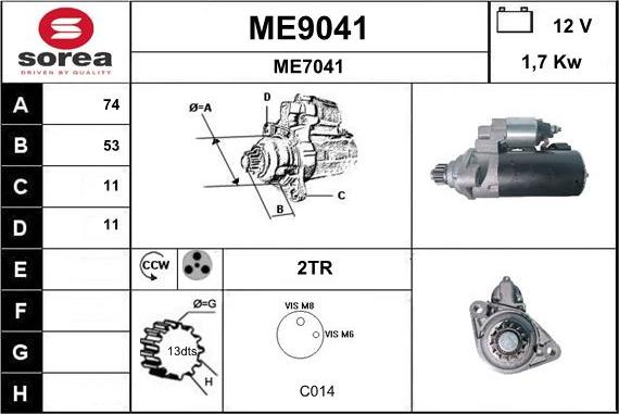 SNRA ME9041 - Стартер autosila-amz.com