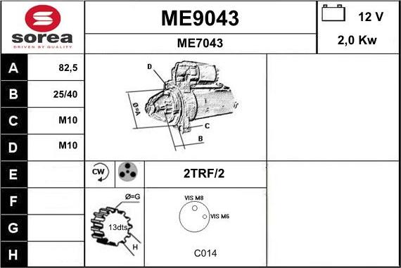 SNRA ME9043 - Стартер autosila-amz.com