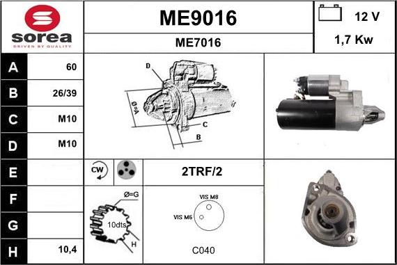 SNRA ME9016 - Стартер autosila-amz.com