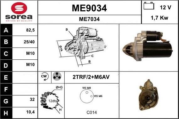 SNRA ME9034 - Стартер autosila-amz.com