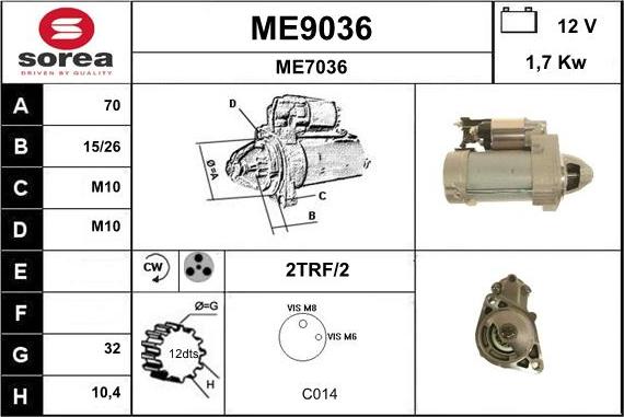 SNRA ME9036 - Стартер autosila-amz.com