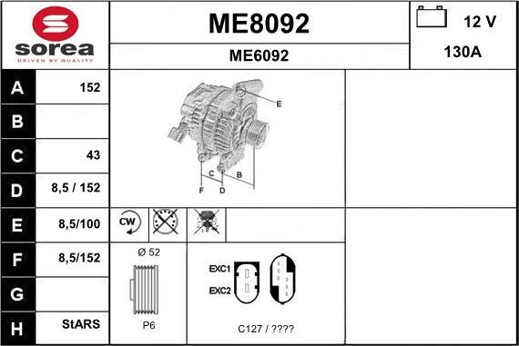 SNRA ME8092 - Генератор autosila-amz.com