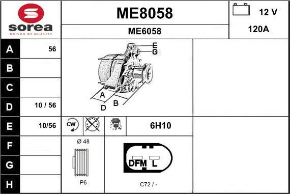 SNRA ME8058 - Генератор autosila-amz.com