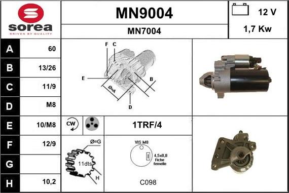 SNRA MN9004 - Стартер autosila-amz.com