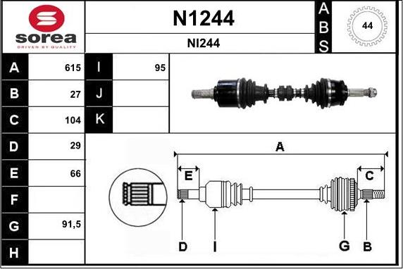 SNRA N1244 - Приводной вал autosila-amz.com