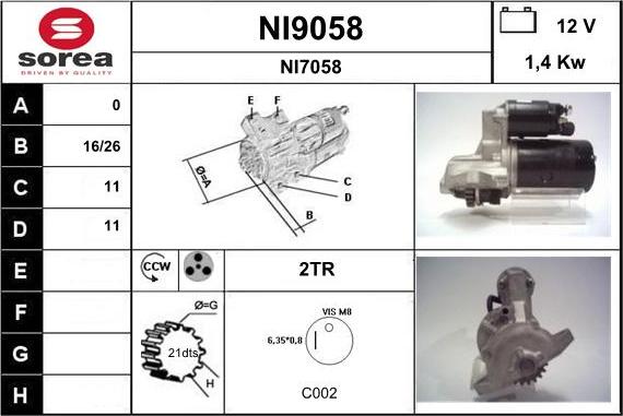 SNRA NI9058 - Стартер autosila-amz.com