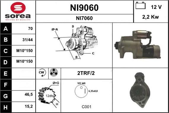 SNRA NI9060 - Стартер autosila-amz.com