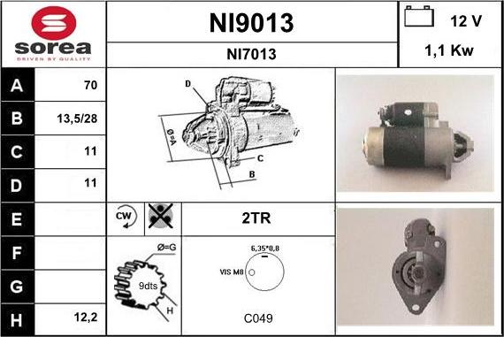 SNRA NI9013 - Стартер autosila-amz.com