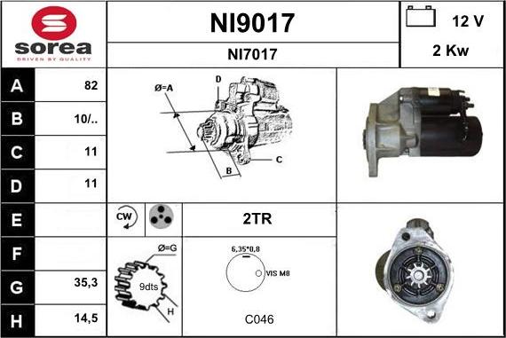 SNRA NI9017 - Стартер autosila-amz.com