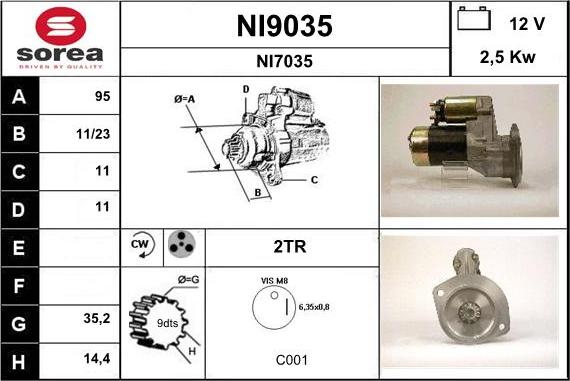 SNRA NI9035 - Стартер autosila-amz.com