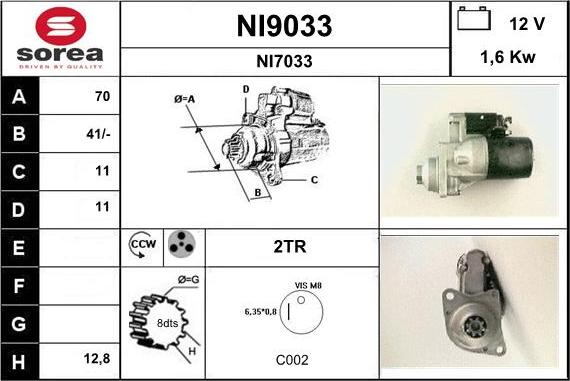 SNRA NI9033 - Стартер autosila-amz.com