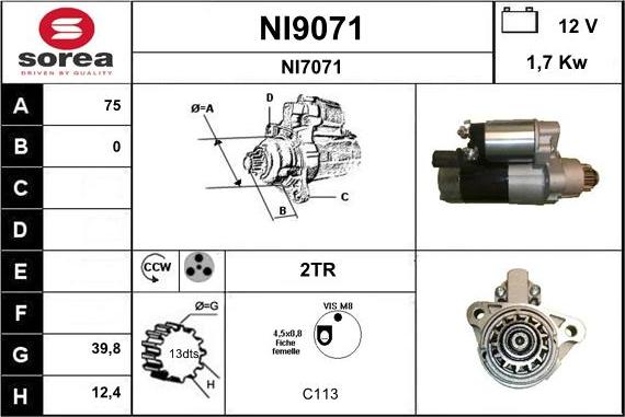 SNRA NI9071 - Стартер autosila-amz.com